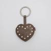 HEART STUD MIRROR KEYRING BROWN