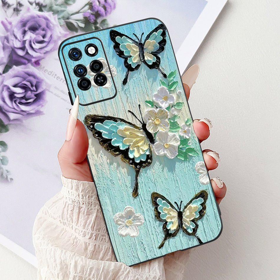 For Infinix Note 10 Pro Note10 Elegant Butterfly Cat Printed Phone Case For Infinix Note 10 10Pro NFC Black Silicone Soft Cases
