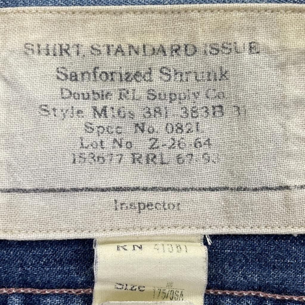 RRL Indigo Metal Button Shawl Collar Denim Shirt Tops M IndigoUsed