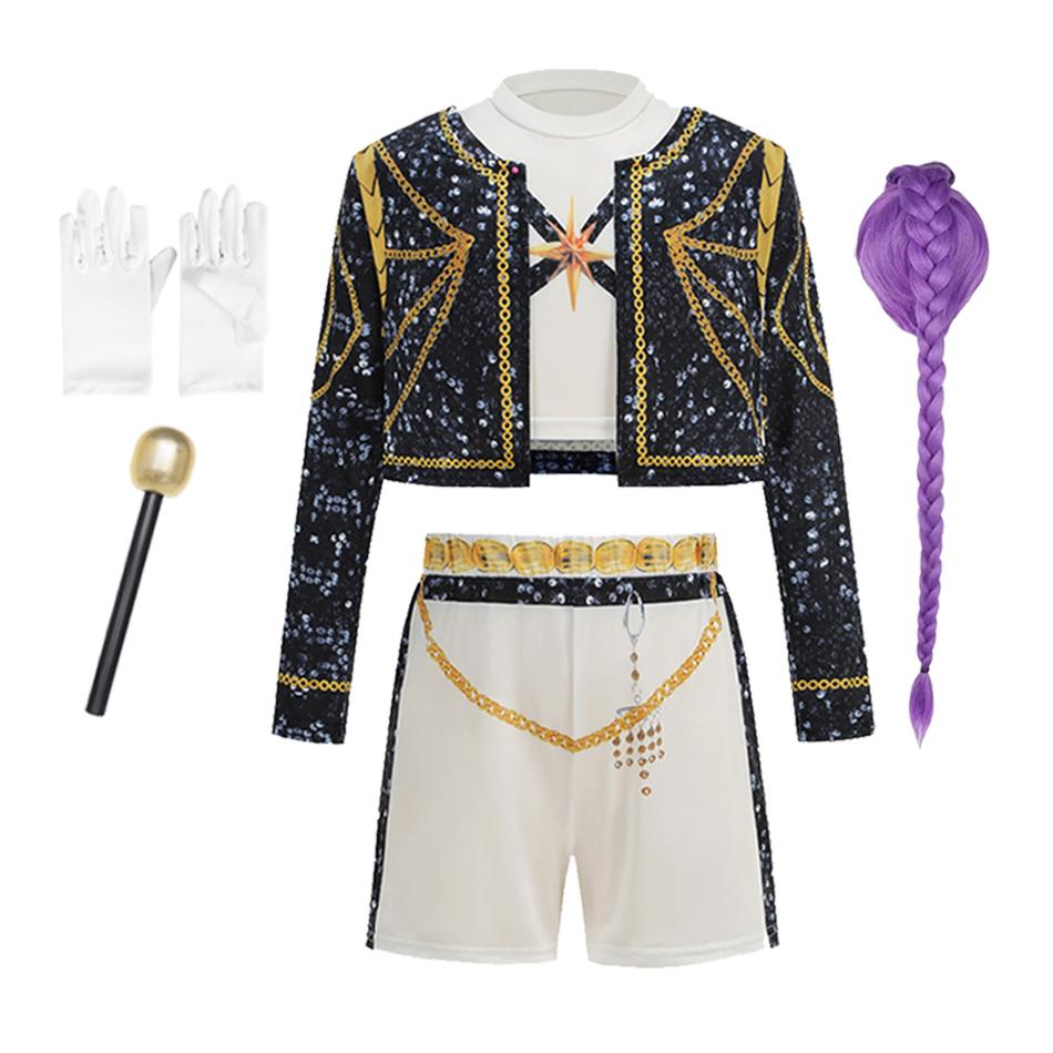 Girl Halloween Cosplay Pop Singer Fashion Show Clothes Stage Performance 3 PCS Dress Up Uniform Children Show Party Costumes