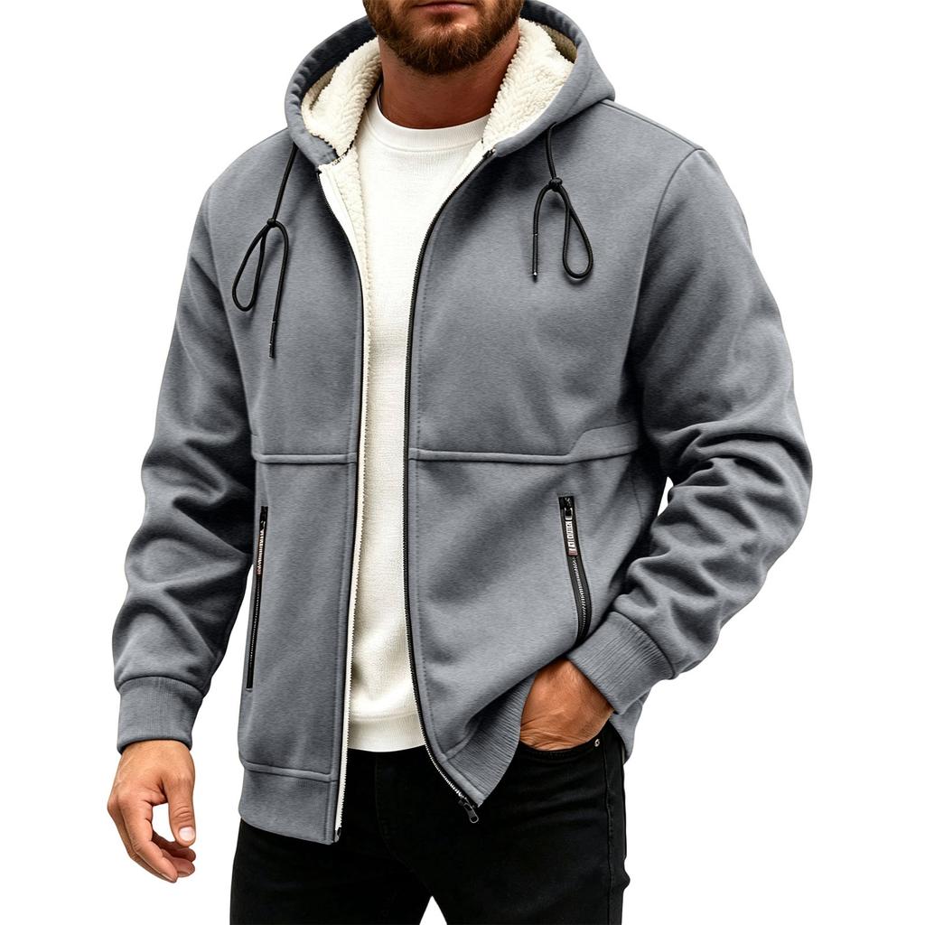 Herren Kapuzen-Strickjacke Jacke, Lässige Dicke Warme Winddichte Oberbekleidung für Herbst und Winter