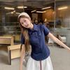College style bow embroidered short-sleeved shirt women's summer new small versatile and thin chic top