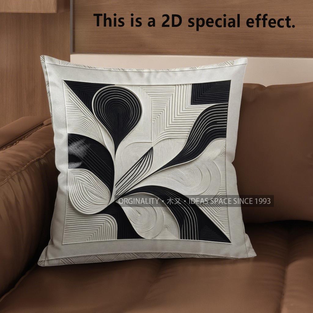 2D Abstract Black And White Geometric Pillow Covers Pattern Cushion Cover Suitable For Sofa Bedroom Car Pillow Cover
