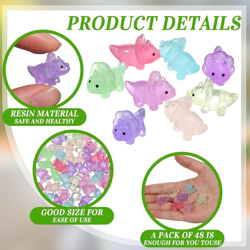 10 / 20pcs Luminous Mini Resin Dinosaur Glow in The Dark Tiny Triceratops Animal Figures Ideal for DO-IT-YOURSELF Fairy Garden Glass Container