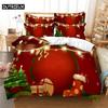 Red Christmas Duvet Cover Set King Queen Size for Single Double Bed Linens Quilt Comforter Pillow Case 3D Full Twin 3PCS 2PCS