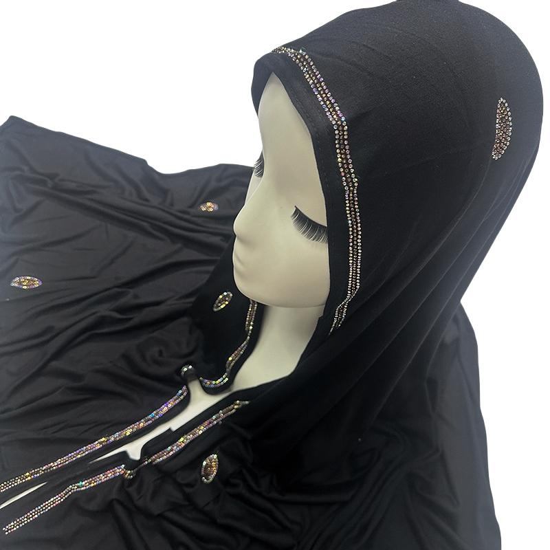 Luxury Czech Diamonds Mercerized Cotton Jersey Scarf Muslim Woman Premium Shiny Shawl Hijabs Arab Female Stretchy Turbans Wrap