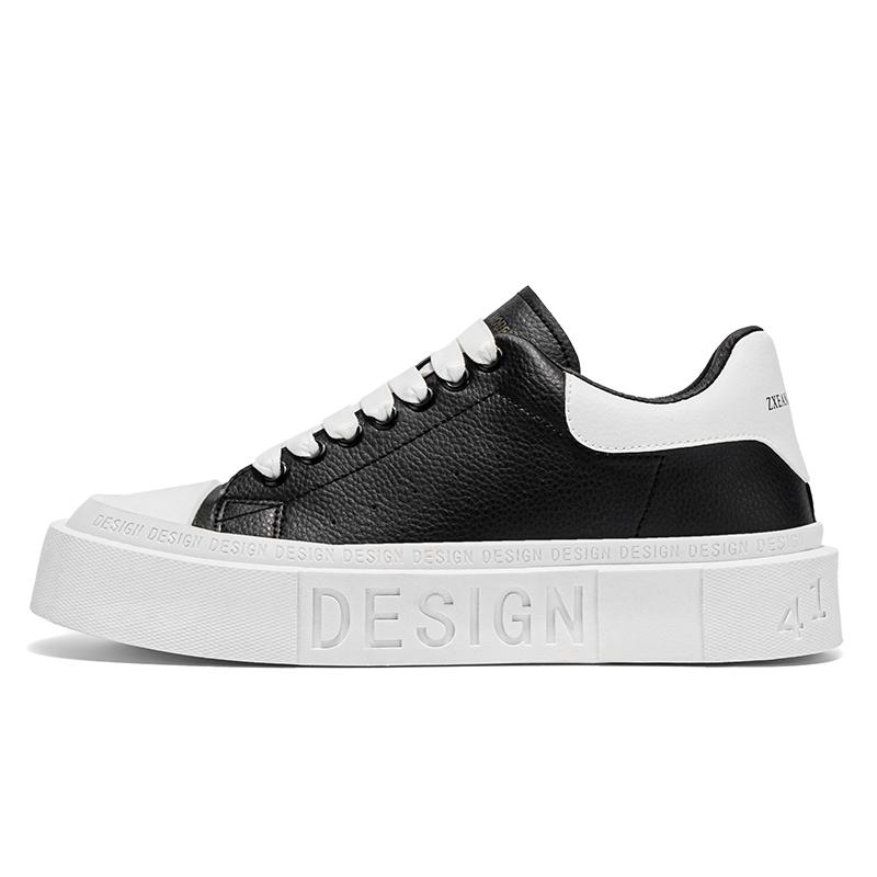 

Fashion Design Men s Skateboard Shoes Comfortable Leather Low-cut Platform Sneakers Men Trend Black Casual Sports Shoes for Men 39 чорний