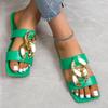 2024 New Summer Women's Slippers Fashion Metal Chain Sandals Open Toe Sandals Women Flat Casual Slippers Women Summer Slipper