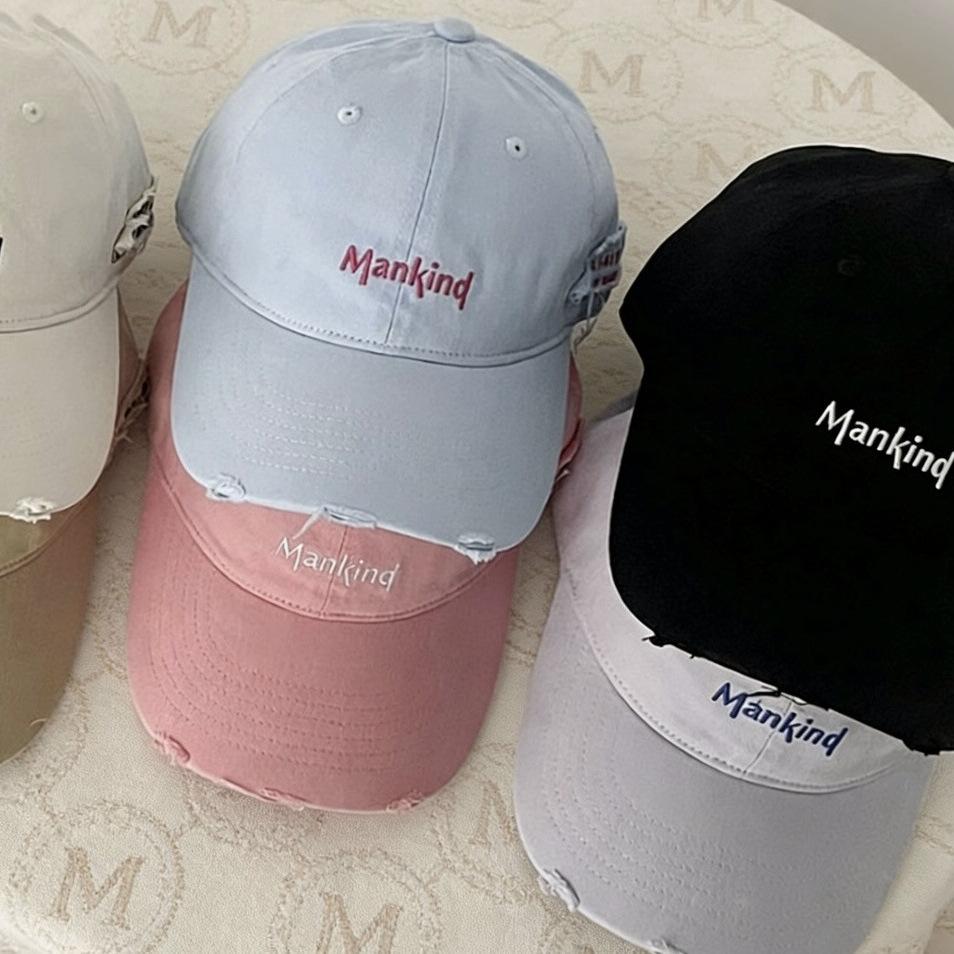 Embroidery Small Letters Solid Color Soft Top Hole Baseball Cap Men And Women Spring Casual Versatile Sunshade Sun Protection Japanese