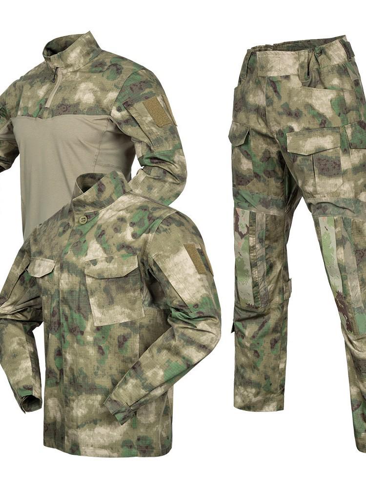 Olive Green Camouflage Training Suit - Durable Outdoor Workwear for Men and Women