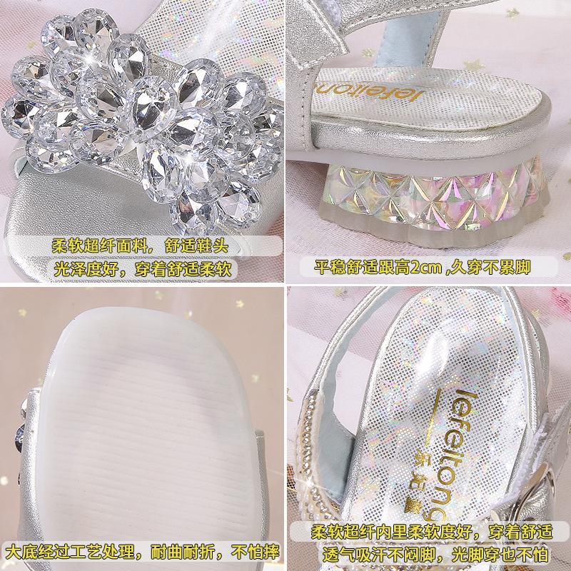 Summer Girls Princess Sandals Crystal Flower Sandals Children's Shoes Baby Girl Rhinestone Sandals Crystal Shoes
