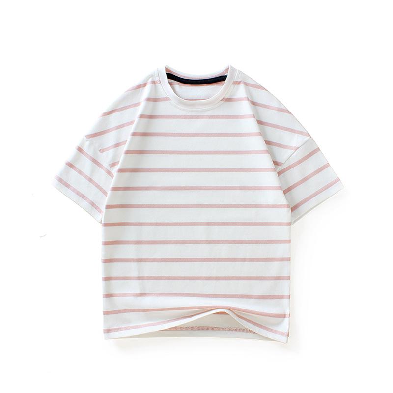 

Летние детские свободные полосатые футболки с коротким рукавом 140cm