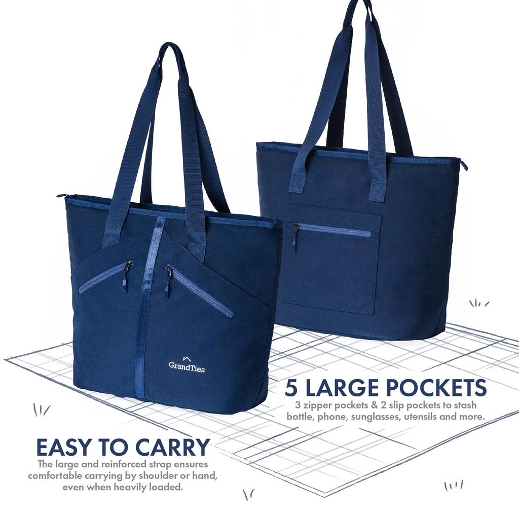 GrandTies Insulated Cooler Bag Tote, Insulated Cooler Bag (Space Blue)