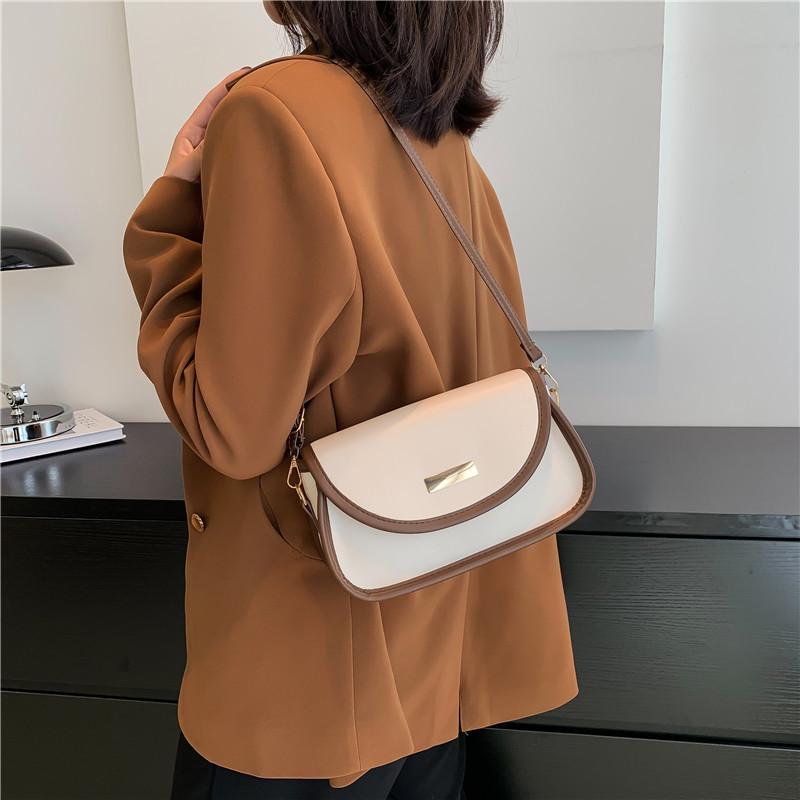 Women's bag textured handbag 2025 autumn new simple small square bag fashionable solid color shoulder messenger bag