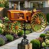Szkielet na Motocyklu Wiatraczek Dekoracja Metalowy Kinetyczny Traktor Wiatrak Rzeźba Dekoracja Ogrodu Podwórka Tarasu Trawnika