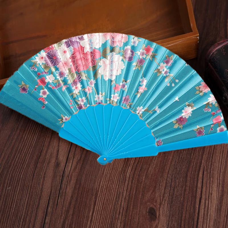 1Pc Flower Pattern Vintage Chinese Style Fashion Dance Fan Elegant & Luxurious Hand Held Folding Fan Stamping Design