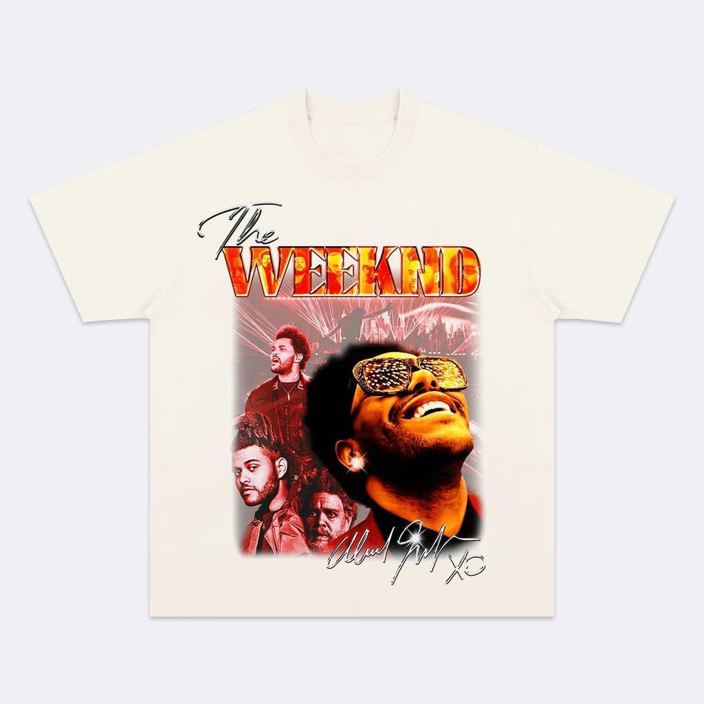 Casual Short Sleeve TShirt with Vintage RB Music Graphic Print of Pop Star The Weeknd Unisex And Unisex Tshirt
