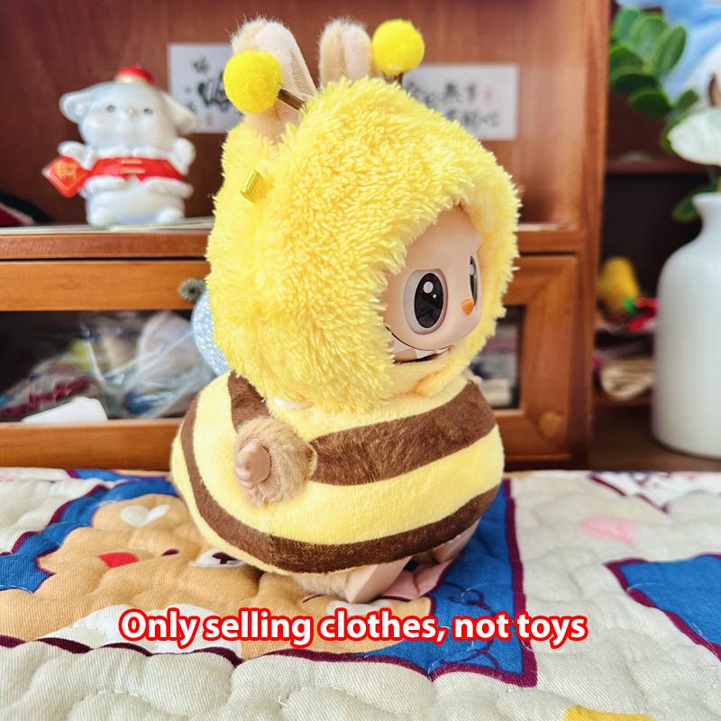 10cm Cute Mini Plush Doll's Clothes Outfit Accessories For Korea Kpop Exo Labubu Idol Dolls Bee/Shark Suit Clothing DIY Kid Gift