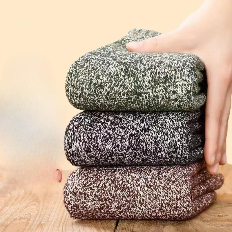 Men's Winter Thickened Warm Wool Socks, Autumn and Winter Cold-resistant Loop Socks, Comfortable Sweat-absorbing Mid-calf Socks