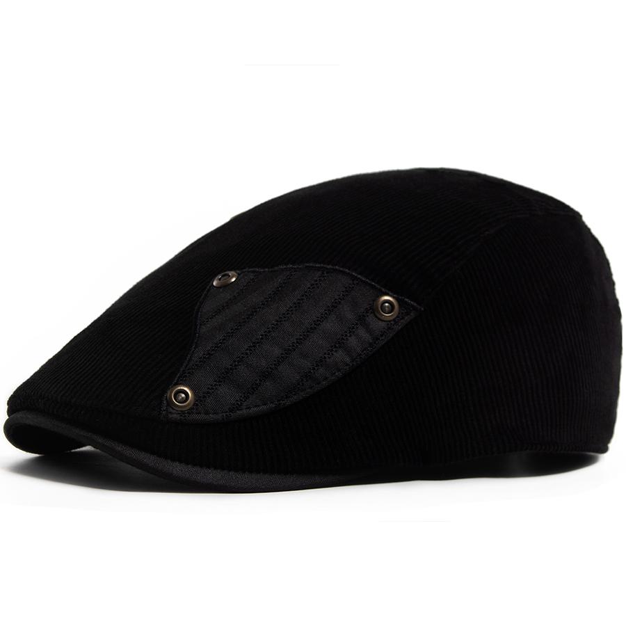 Fashion Corduroy Splicing Cloth Men Women Beret Spring Autumn Thick Warm Women's Flat Hat Vintage Casual Newsboy Cap Unisex