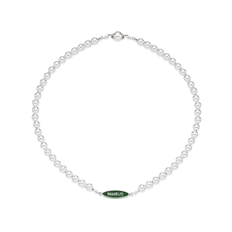 NIMBUS GREEN TAG SILVER BALL NECKLACE