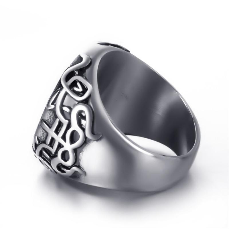 New Man Ring Pentagram Baphomet Goat Sulfur Leviathan Cross Satan Devil Symbol Ring Jewelry