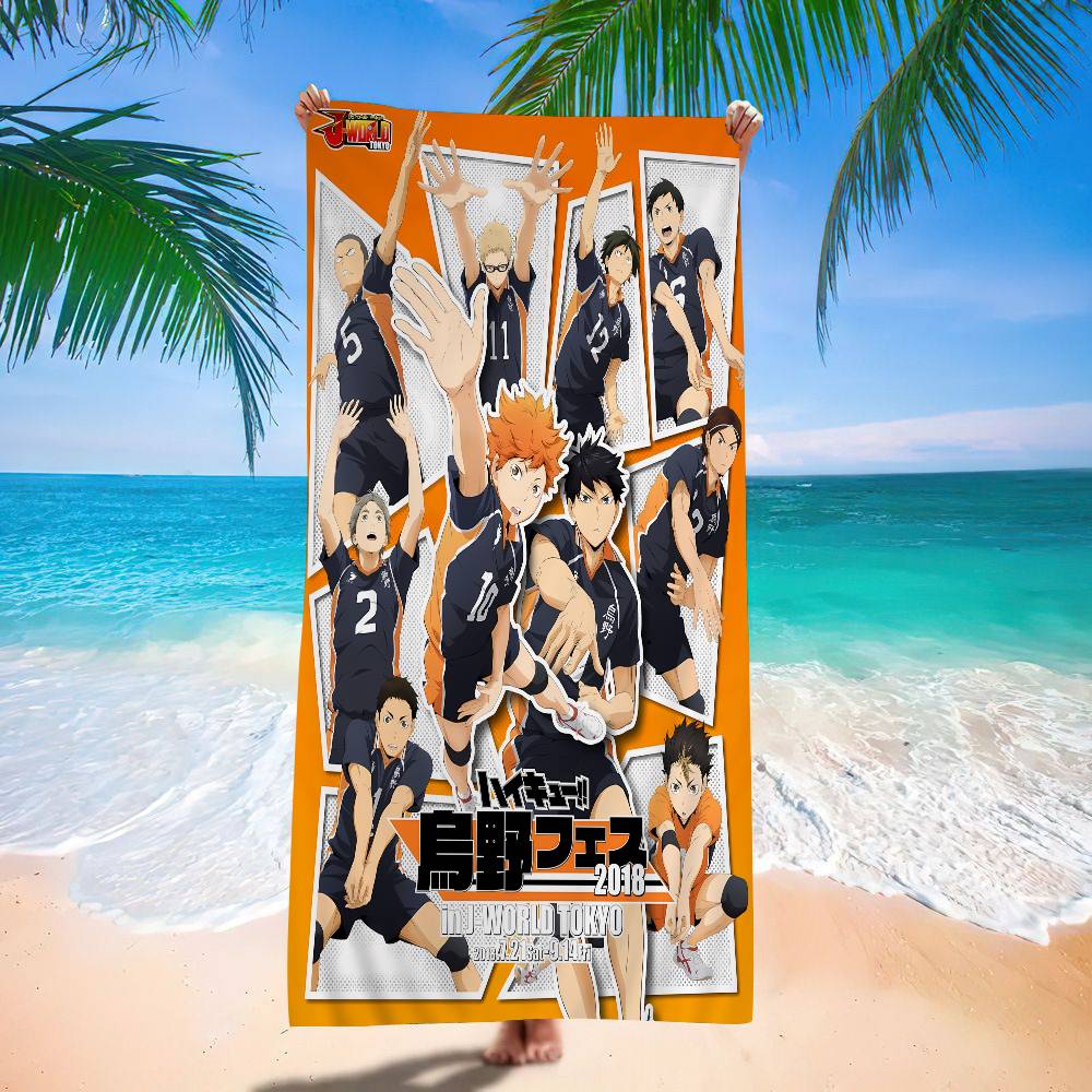 Haikyuu Anime Volleyball Bath Towel Microfiber Soft Water Absorbing Breathable For Girl Kids Decorative Cartoon Beach Towel