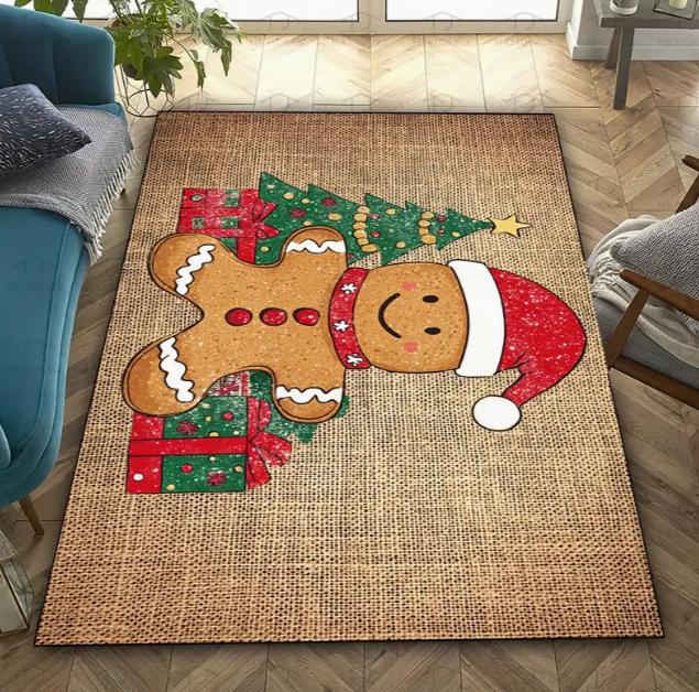 1pc Christmas Tree Area Rug with Christmas Tree Patterned Christmas Floor Mats Large Size Mats for Terrace Home Decoration Rugs