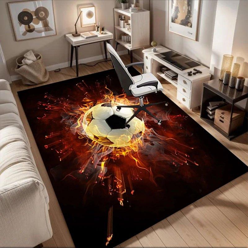 

Flaming Soccer Ball Sports Poster Office Mat Perfect for Home Decor Office Desk Chair Rugs Chair Carpet for office Polyester Chair Mat Gift 60cm by 90cm