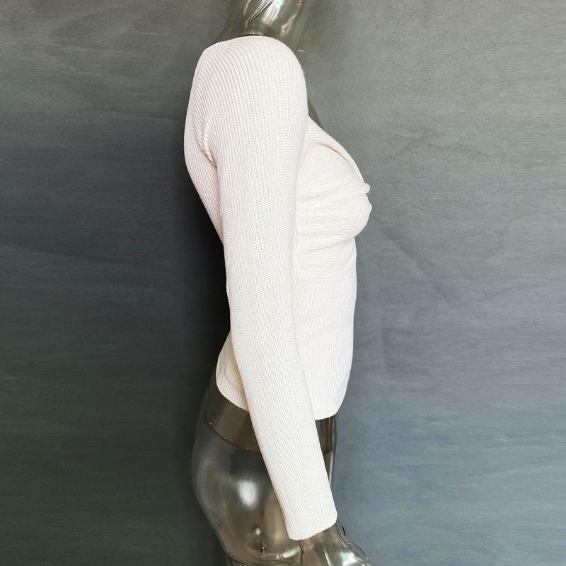 Uformelle solide slanke gensere kvinner V-hals Langermet genser Topp Høst Criss Cross Knot Strikket Pullover Streetwear