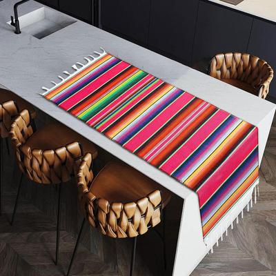 8 Pieces Mexican Table Runners Fringe Runner 5x84 Inches for Party Wedding Decorations