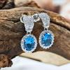 Gusen Jewelry Cross-Border Oval Earrings - European & American Style with Simple Color Gem Zirconia for Women