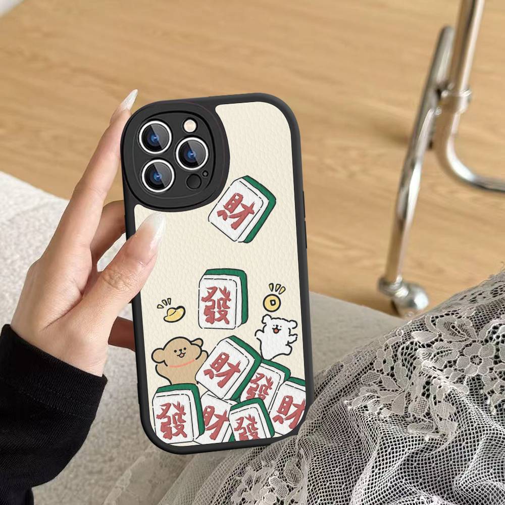 Line CARTOON P-PuppyS PU Leather Phone Case For IPhone 16 15 14 13 12 11 Pro Max Plus Back Fundas
