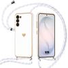 Case for Samsung Galaxy S26, Anti-Scratch Silicone Protection Heart Pattern with White Lanyard