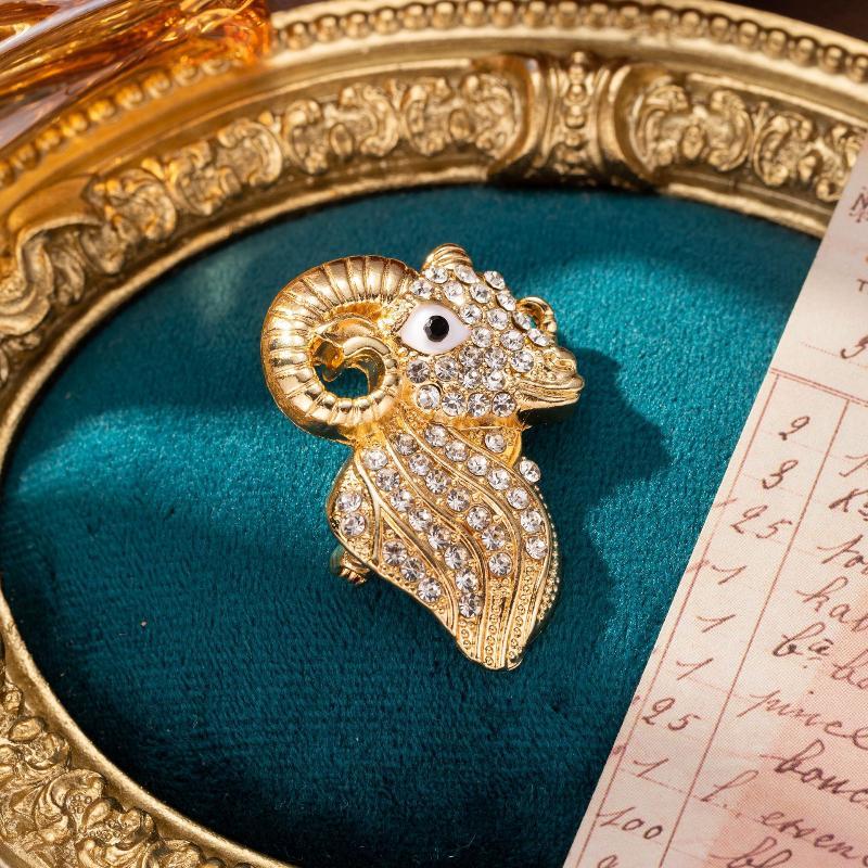 Rhinestone Zodiac Sheep Brooch Goat Brooches For Women Men 2027 Year Of The Goat Sheep Animal Brooch Pins Gifts