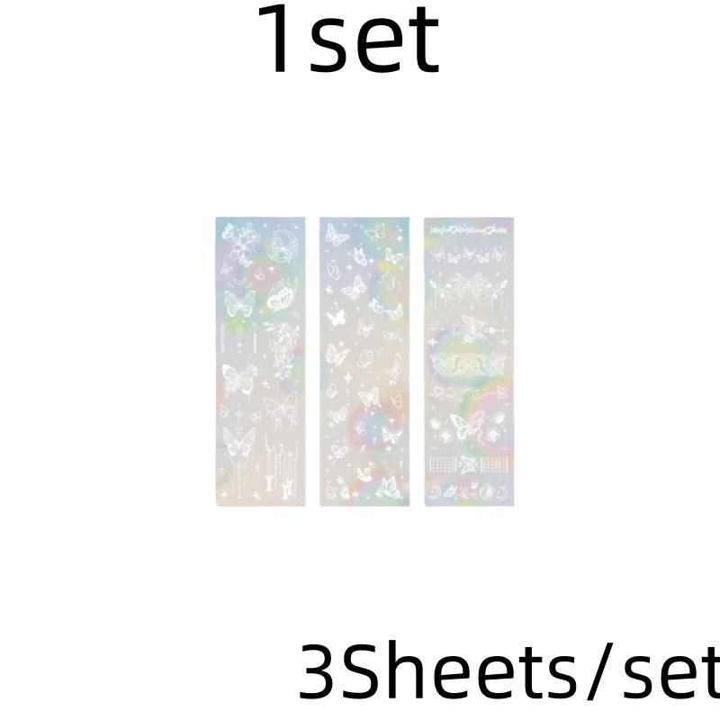 3 Sheets Butterfly Moon Star Stickers PET Transparent Decorative Stickers For Craft Album Journal Scrapbooking