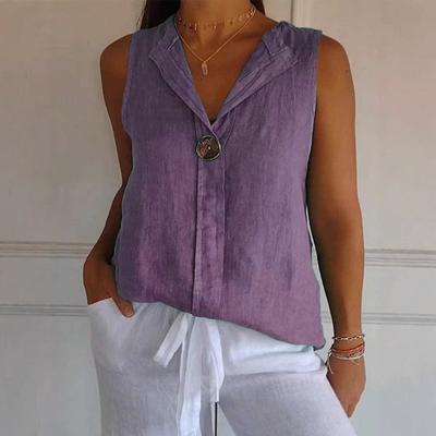 Damen Frühling Fake Cardigan V-Ausschnitt Chiffon Einfarbig Ärmellos Casual Tank Top