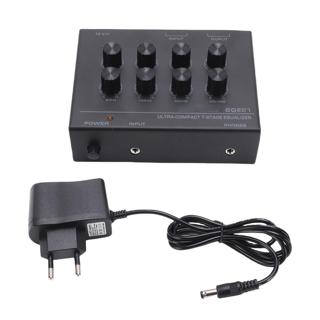 7 Band Sound Equalizer with 3.5mm Input Headphone Jack Two Channel Digital Equalizer for Home Car Treble and Bass