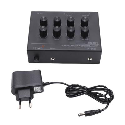 7 Band Sound Equalizer with 3.5mm Input Headphone Jack Two Channel Digital Equalizer for Home Car Treble and Bass