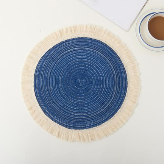 Nordic Table Placemats Round Heat-Resistant Coasters with Fringe Bowl Pads Teapot Trivet for Dining