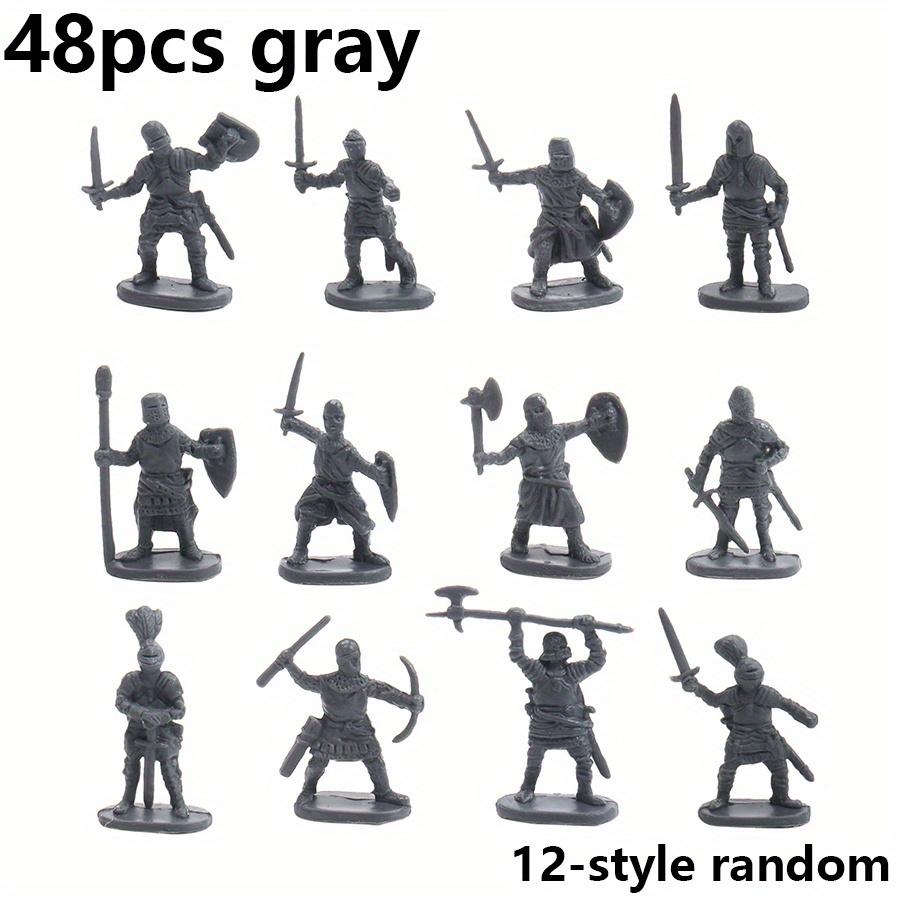 50pcs Mini Medieval Soldier Figurines - 12 Styles Miniatures for Military Enthusiast RPG War Games Table Ornament Car Decor JXB