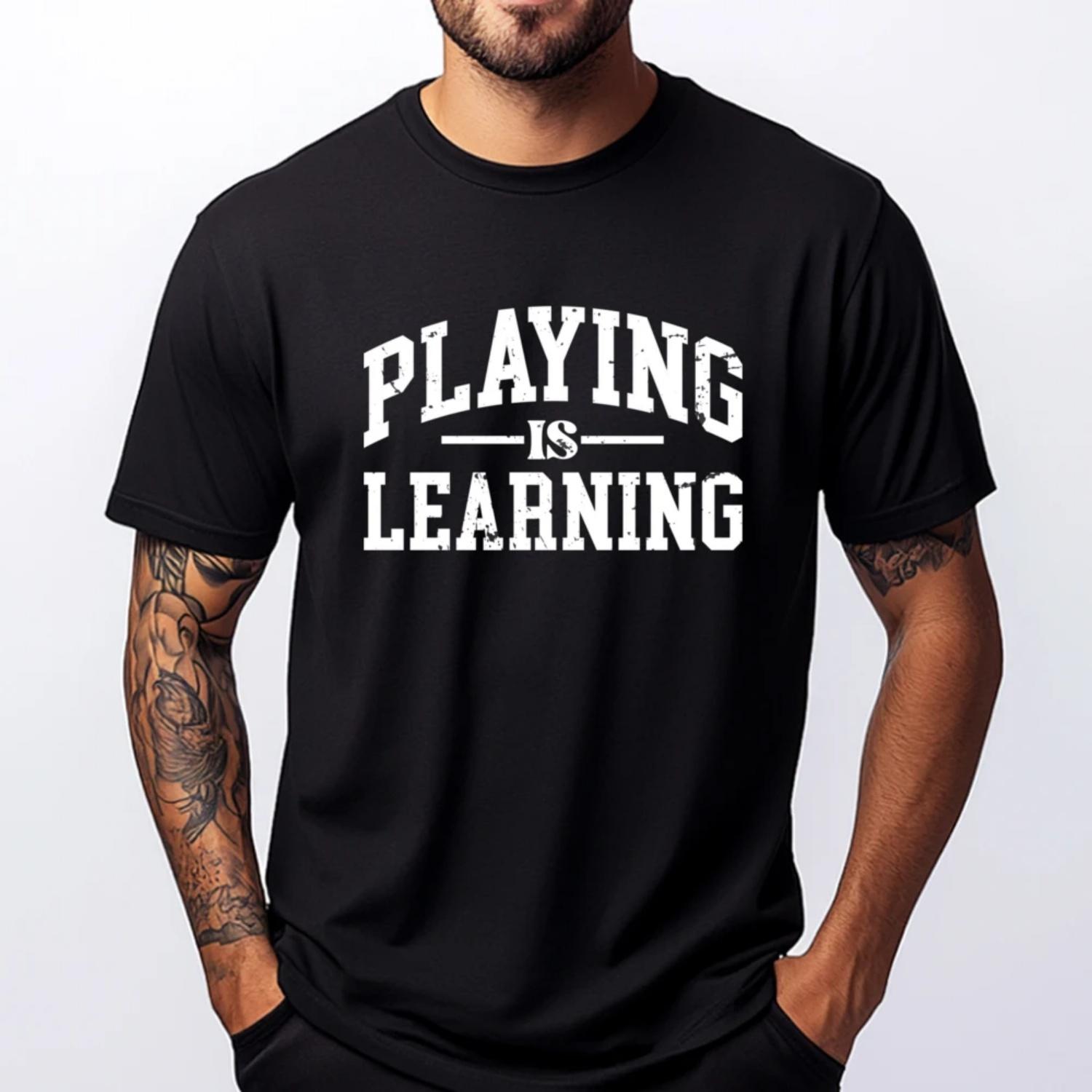 

Playing Is Learning Retro Early Childhood Education Funny T Shirts Men Cotton Comfort Clothes Easter Sunday S чёрный