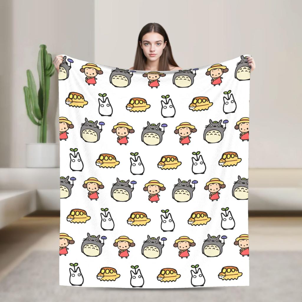 Japanese Blanket T-Totoros Travel Flannel Throw Blanket For Couch Bed Soft Custom DIY Quality Bedspread Gift Idea