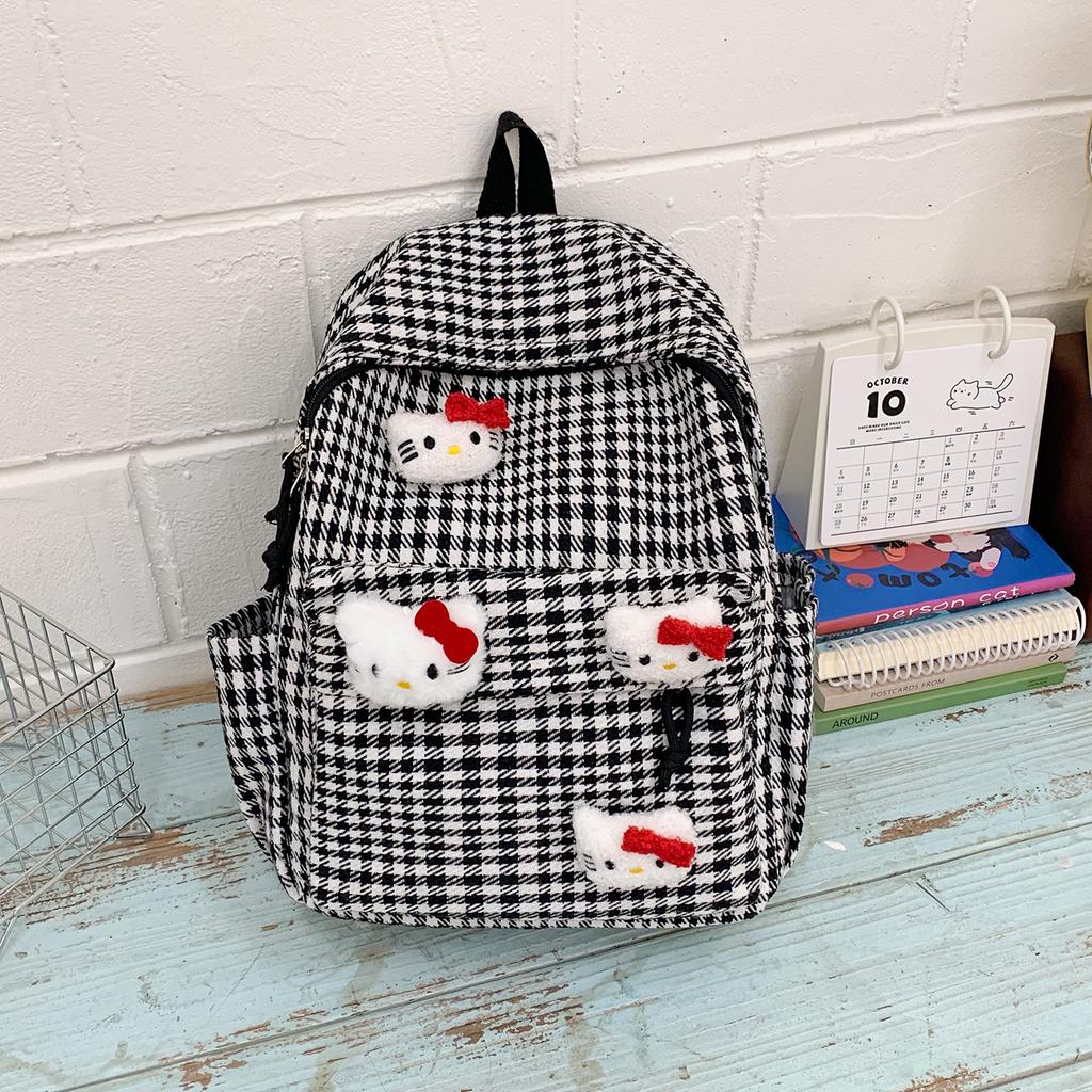 Schultasche Japanischer Stil Herbst und Winter Retro Karomuster Schultasche weiblich, Koreanische Version High-School-Schüler Mittelstufen-Schüler Rucksack