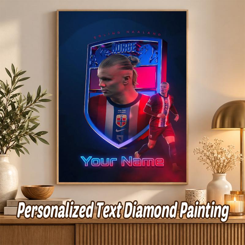 Erling Haaland Custom Name Text 5D Diamond Painting Kit DIY Full Drill Diamond Art Decoration