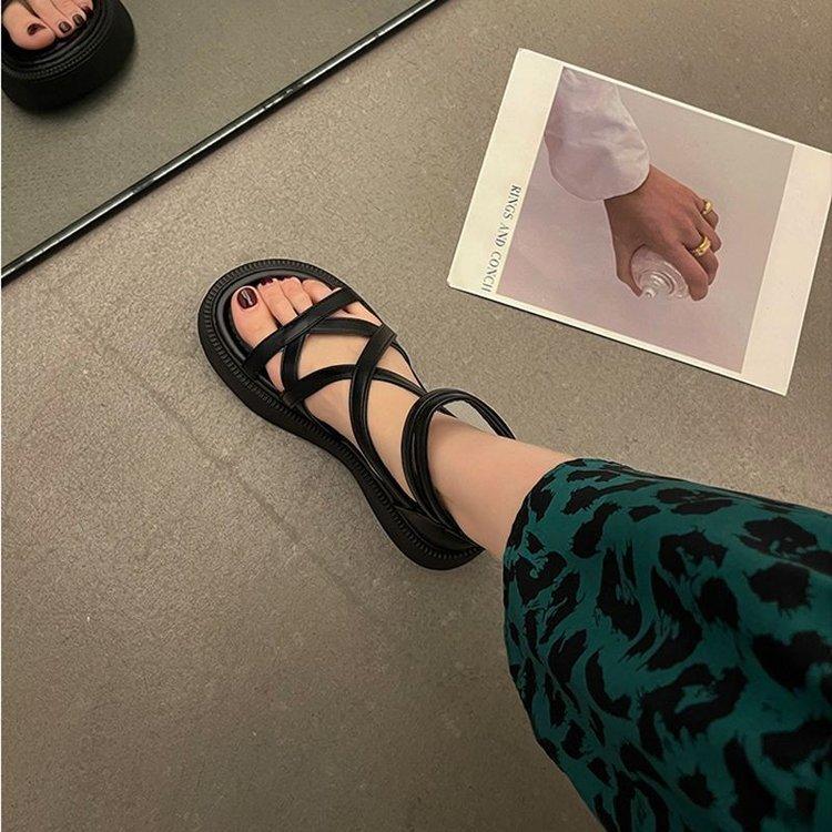 Sandali con plateau Nuovi stivali estivi con cinturino incrociato romano Stivali cool Fashion Muffin Scarpe da spiaggia alte per donna