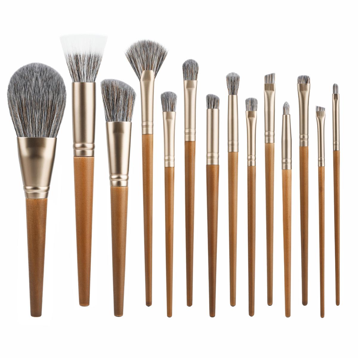 New pattern 14 walnut makeup brush set, eyeshadow brush, detail brush Cangzhou super soft loose powder brush