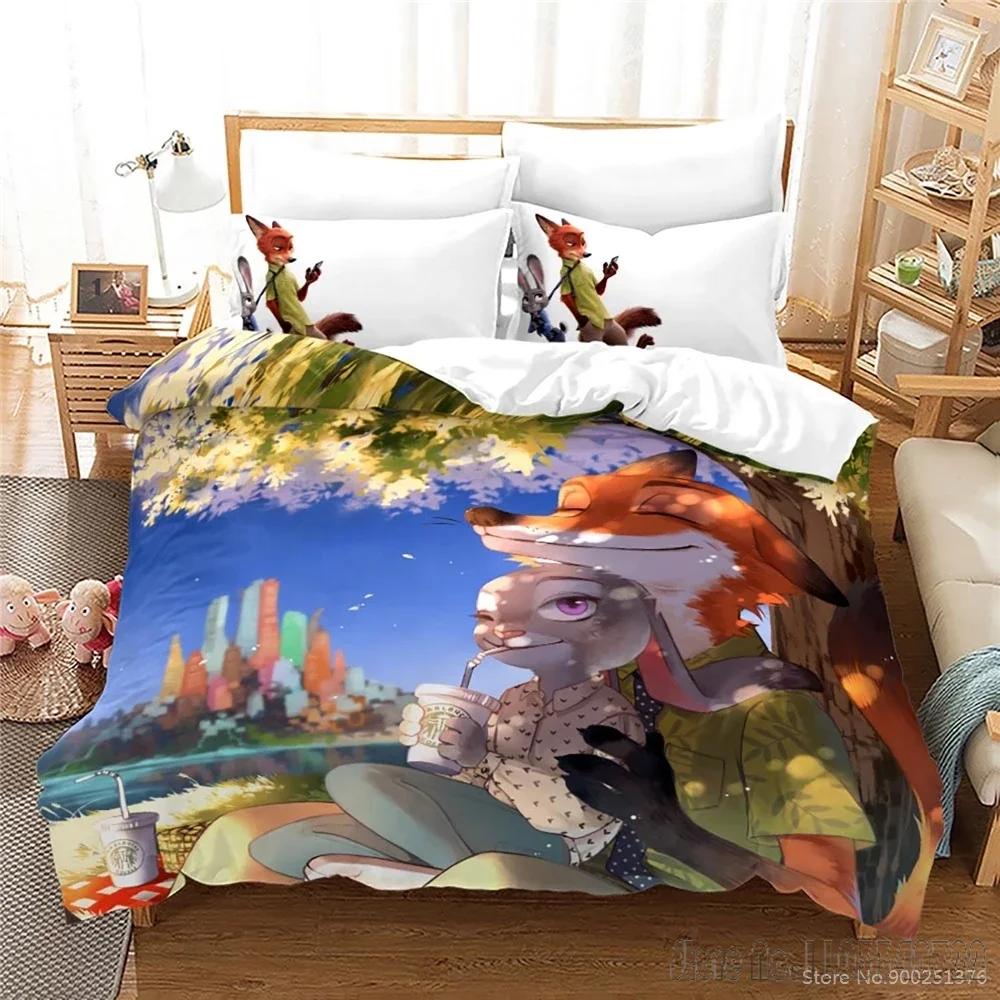 Cartoon Zootopia Zootropolis 3d Printed Duvet Cover Set HD Comforter Cover Bedclothes for Kids Bedding Sets Bedroom Decor
