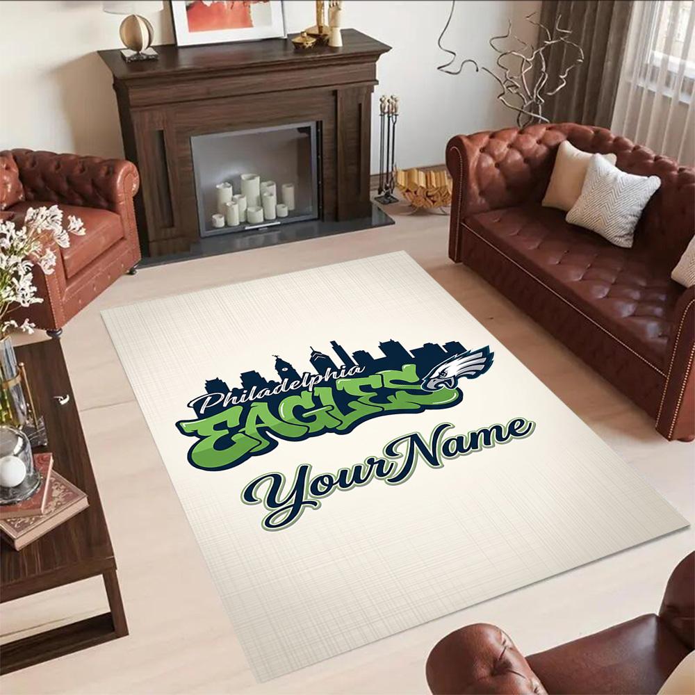 Philadelphia Eagles Customizable Name Floor Mat Design For Hallway Game Room Dormitory Decorate Room Antislip Carpet Decorate Offices Spiritual Gift