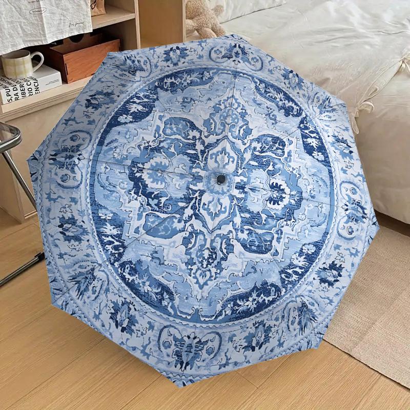 1 Stück Regenschirm mit Blumenmuster - 8 Speichen verstärkt, Automatik-Öffnung, Leicht & Langlebig, Niedliches Modeaccessoire für den Außenbereich, Strand oder Freizeit, Strand U